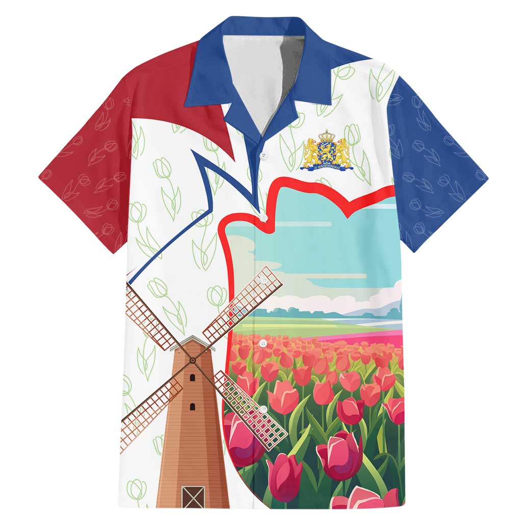 Netherlands Heritage Family Matching Mermaid Dress and Hawaiian Shirt with Tulips Windmill and Coat of Arms