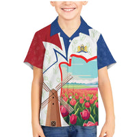 Netherlands Heritage Family Matching Mermaid Dress and Hawaiian Shirt with Tulips Windmill and Coat of Arms