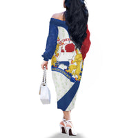 Netherlands Heritage Family Matching Off The Shoulder Long Sleeve Dress and Hawaiian Shirt with Tulips Windmill and Coat of Arms