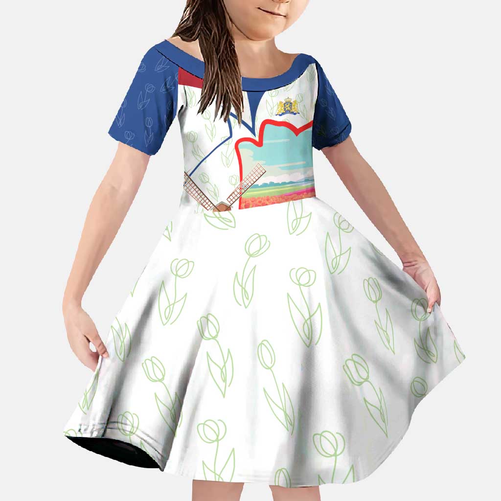 Netherlands Heritage Family Matching Off Shoulder Maxi Dress and Hawaiian Shirt with Tulips Windmill and Coat of Arms