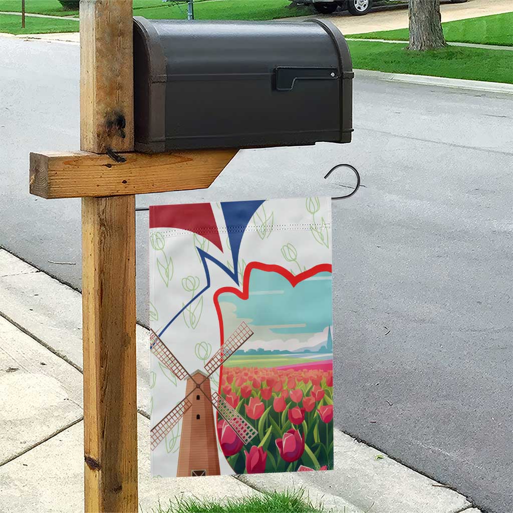 Netherlands Heritage Garden Flag with Tulips Windmill and Coat of Arms