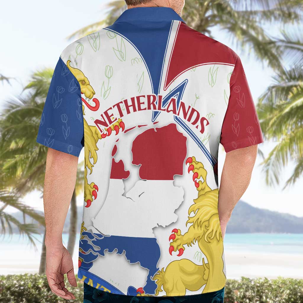 Netherlands Heritage Hawaiian Shirt with Tulips Windmill and Coat of Arms