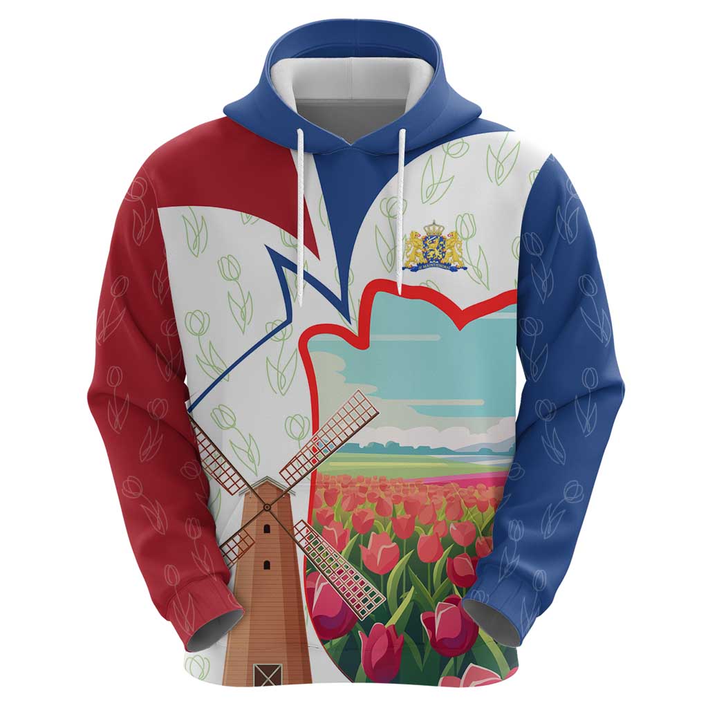 Netherlands Heritage Hoodie with Tulips Windmill and Coat of Arms