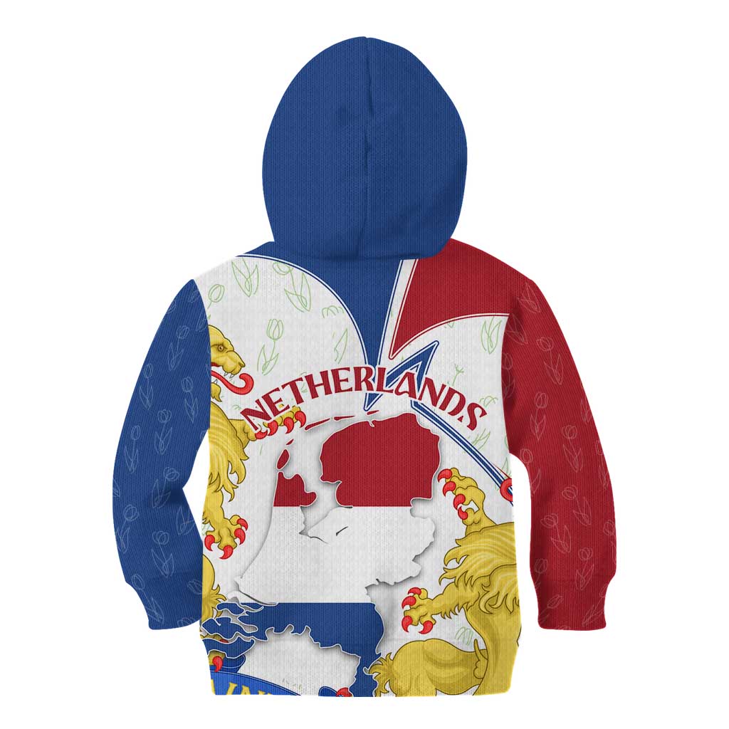 Netherlands Heritage Kid Hoodie with Tulips Windmill and Coat of Arms