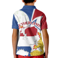 Netherlands Heritage Kid Polo Shirt with Tulips Windmill and Coat of Arms