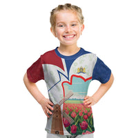 Netherlands Heritage Kid T Shirt with Tulips Windmill and Coat of Arms