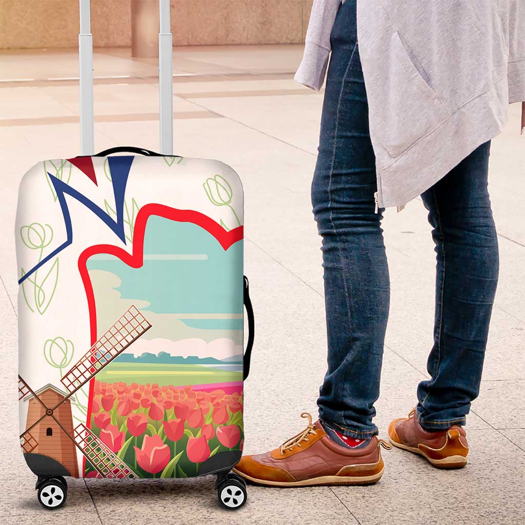 Netherlands Heritage Luggage Cover with Tulips Windmill and Coat of Arms