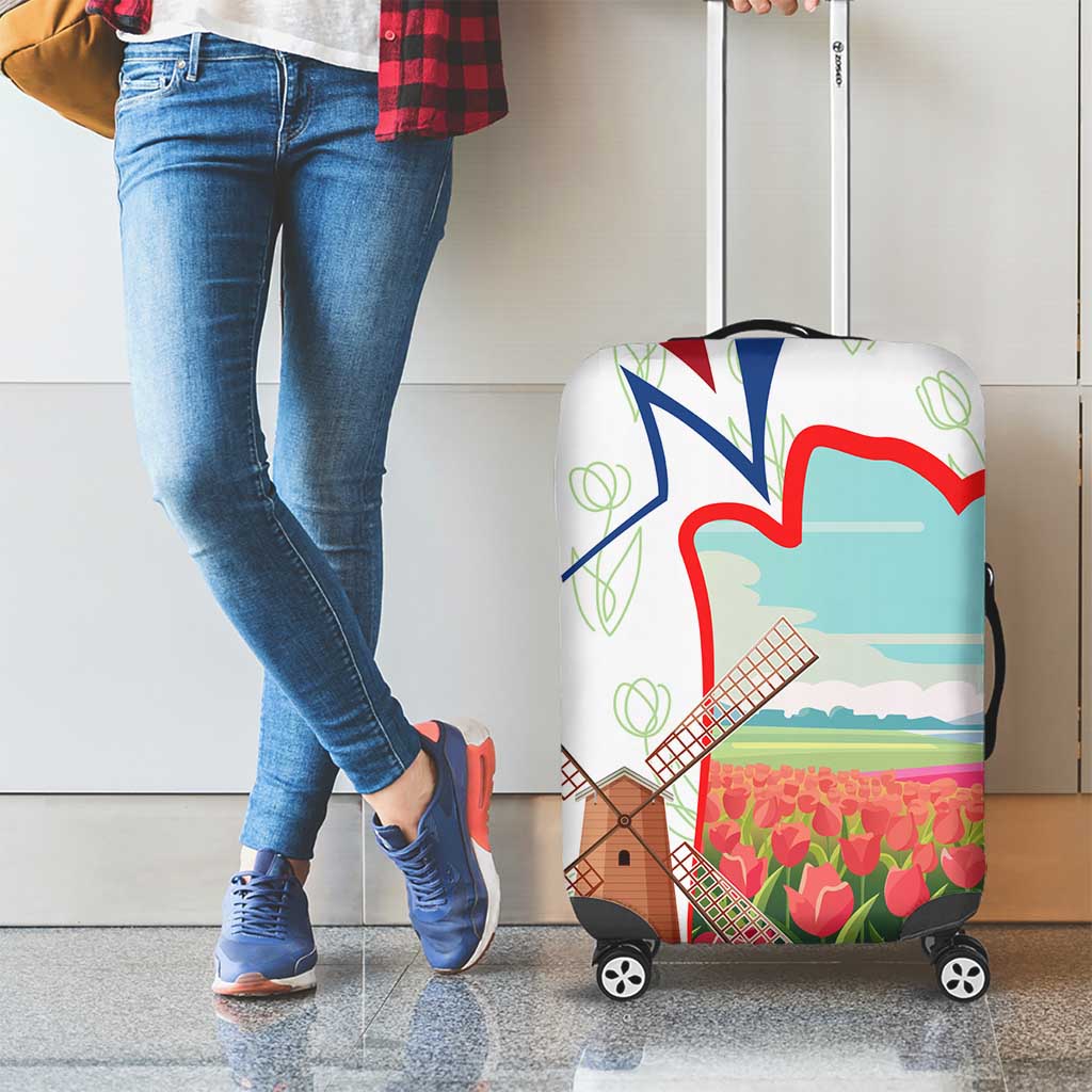 Netherlands Heritage Luggage Cover with Tulips Windmill and Coat of Arms