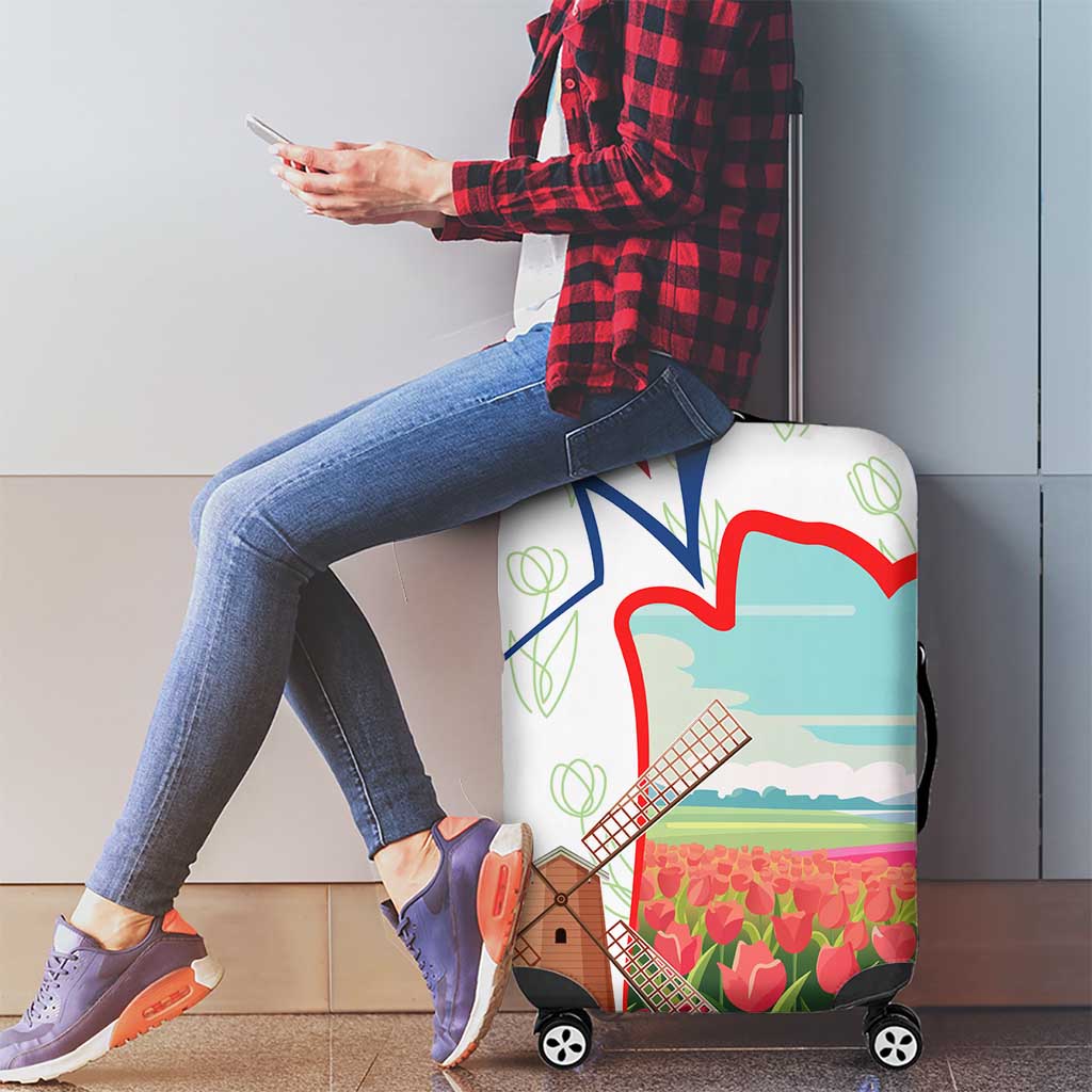 Netherlands Heritage Luggage Cover with Tulips Windmill and Coat of Arms
