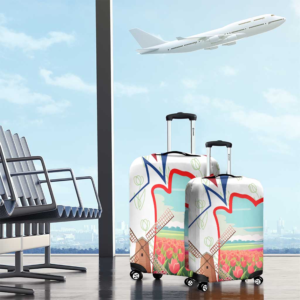 Netherlands Heritage Luggage Cover with Tulips Windmill and Coat of Arms
