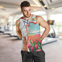 Netherlands Heritage Men Tank Top with Tulips Windmill and Coat of Arms