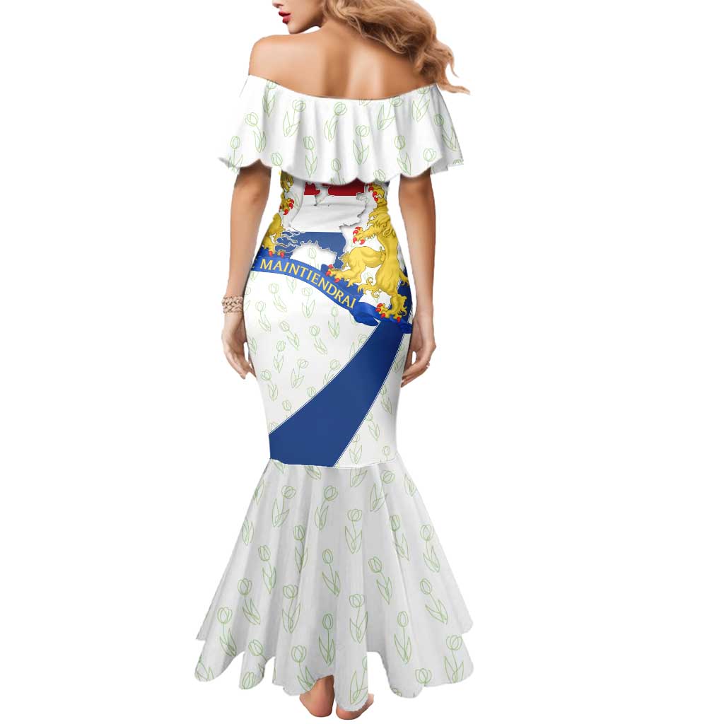 Netherlands Heritage Mermaid Dress with Tulips Windmill and Coat of Arms