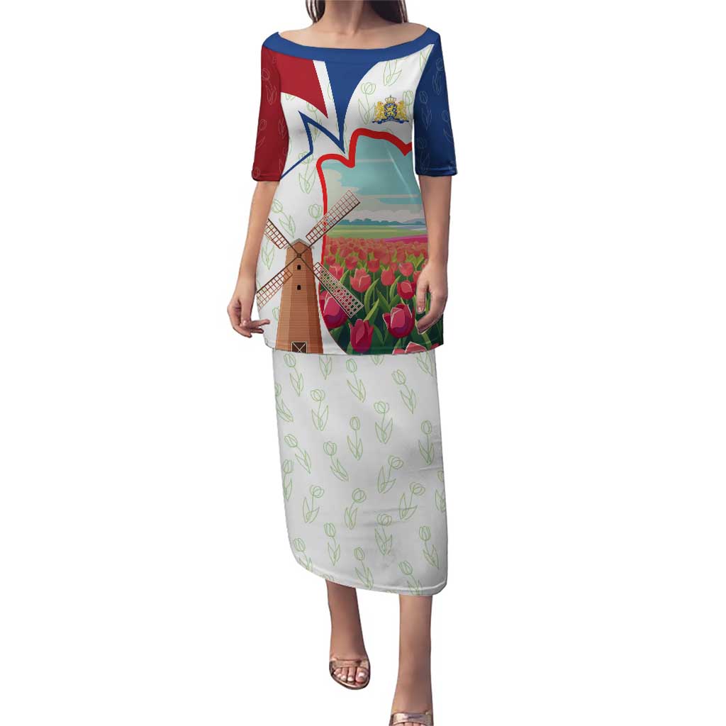 Netherlands Heritage Puletasi with Tulips Windmill and Coat of Arms