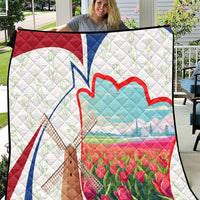 Netherlands Heritage Quilt with Tulips Windmill and Coat of Arms