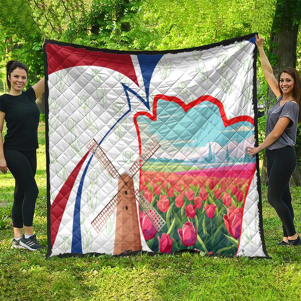 Netherlands Heritage Quilt with Tulips Windmill and Coat of Arms