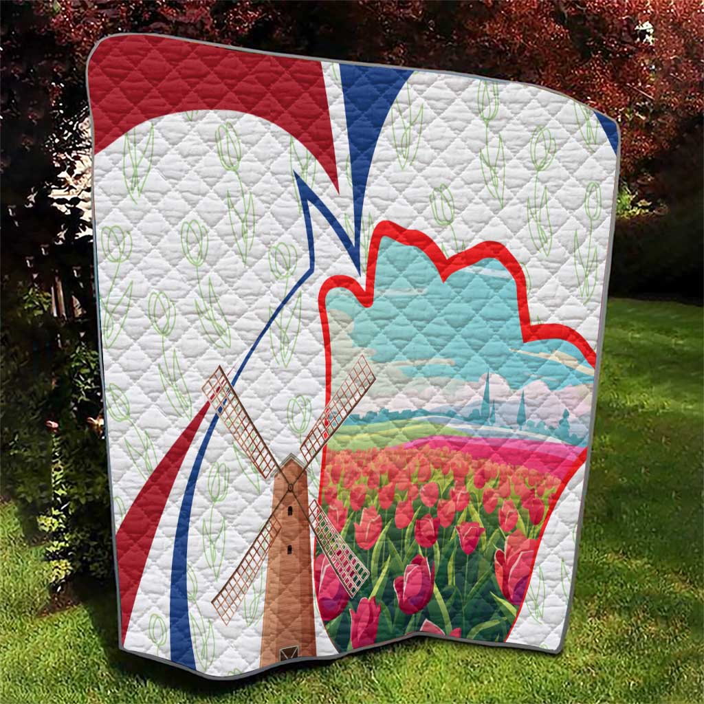 Netherlands Heritage Quilt with Tulips Windmill and Coat of Arms