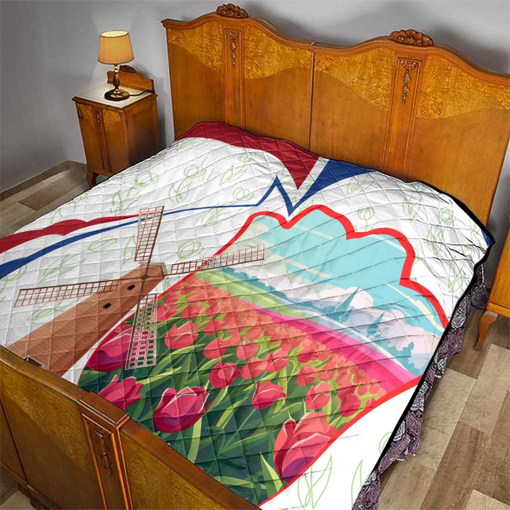 Netherlands Heritage Quilt with Tulips Windmill and Coat of Arms
