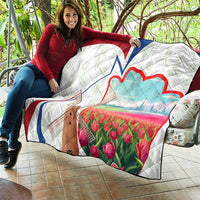 Netherlands Heritage Quilt with Tulips Windmill and Coat of Arms