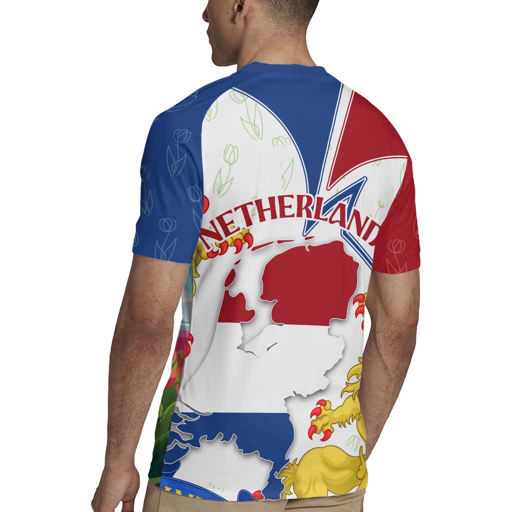 Netherlands Heritage Rugby Jersey with Tulips Windmill and Coat of Arms