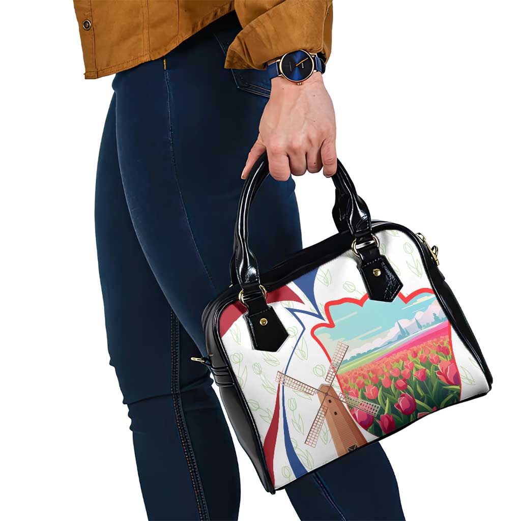 Netherlands Heritage Shoulder Handbag with Tulips Windmill and Coat of Arms