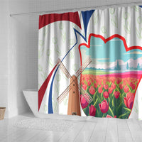 Netherlands Heritage Shower Curtain with Tulips Windmill and Coat of Arms