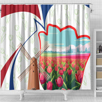 Netherlands Heritage Shower Curtain with Tulips Windmill and Coat of Arms