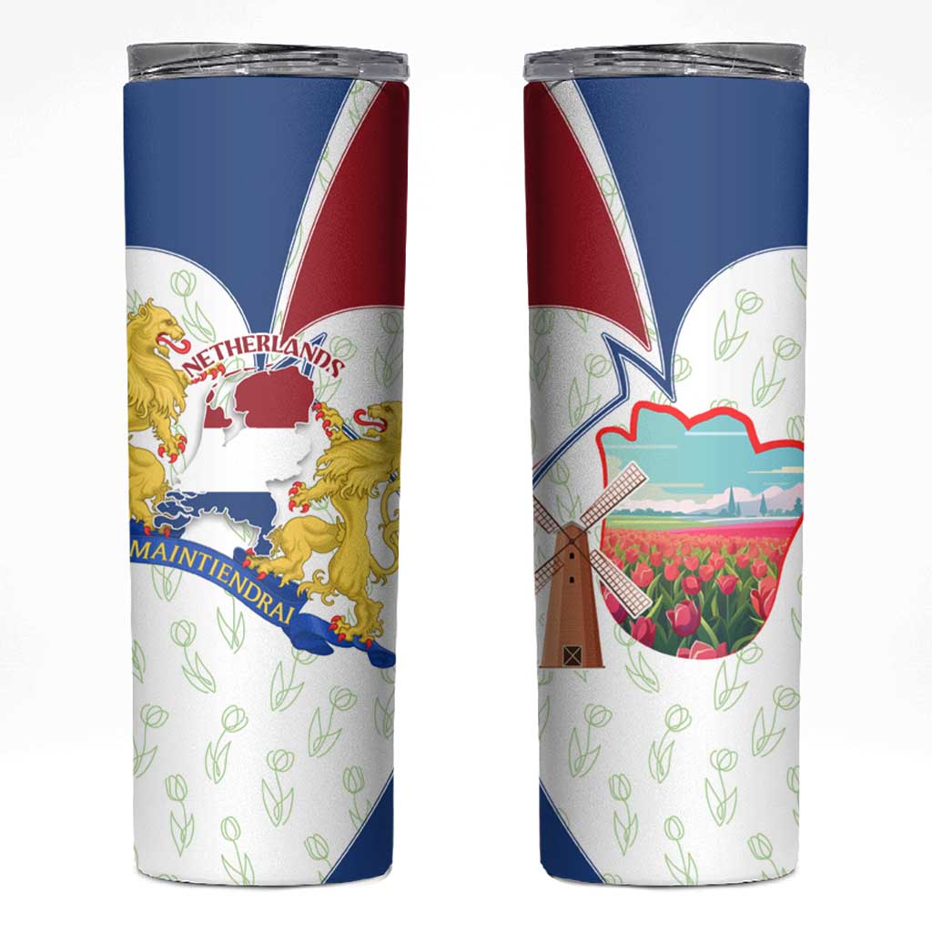 Netherlands Heritage Skinny Tumbler with Tulips Windmill and Coat of Arms