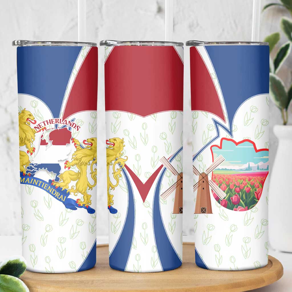 Netherlands Heritage Skinny Tumbler with Tulips Windmill and Coat of Arms