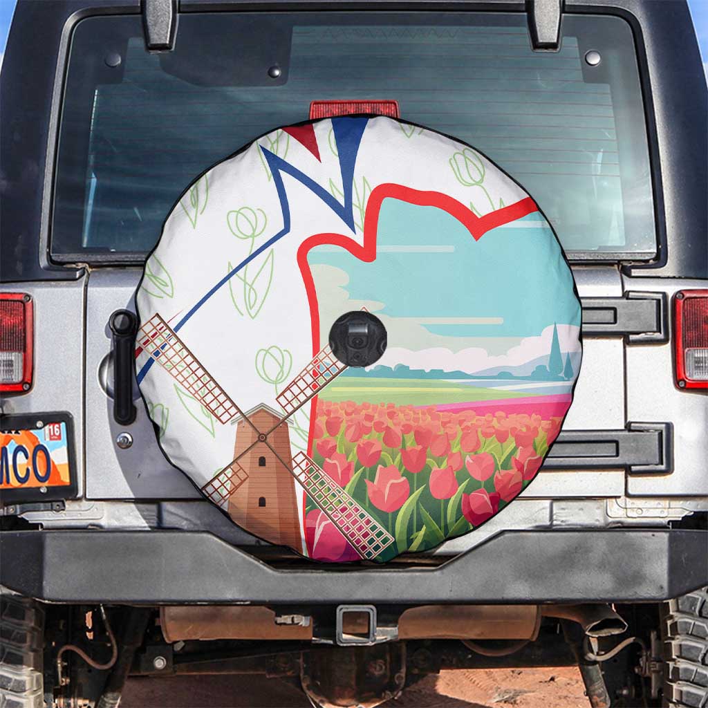 Netherlands Heritage Spare Tire Cover with Tulips Windmill and Coat of Arms