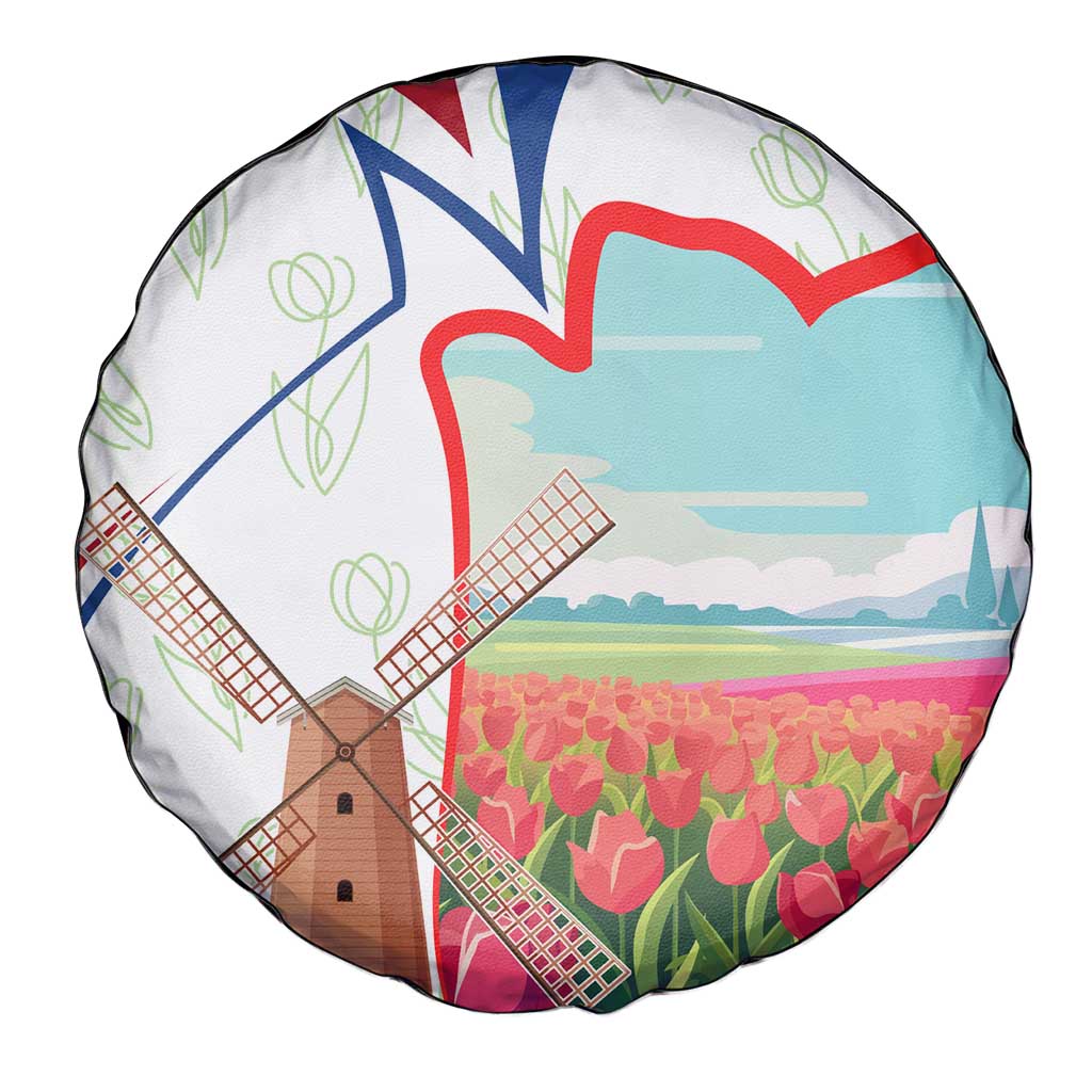 Netherlands Heritage Spare Tire Cover with Tulips Windmill and Coat of Arms