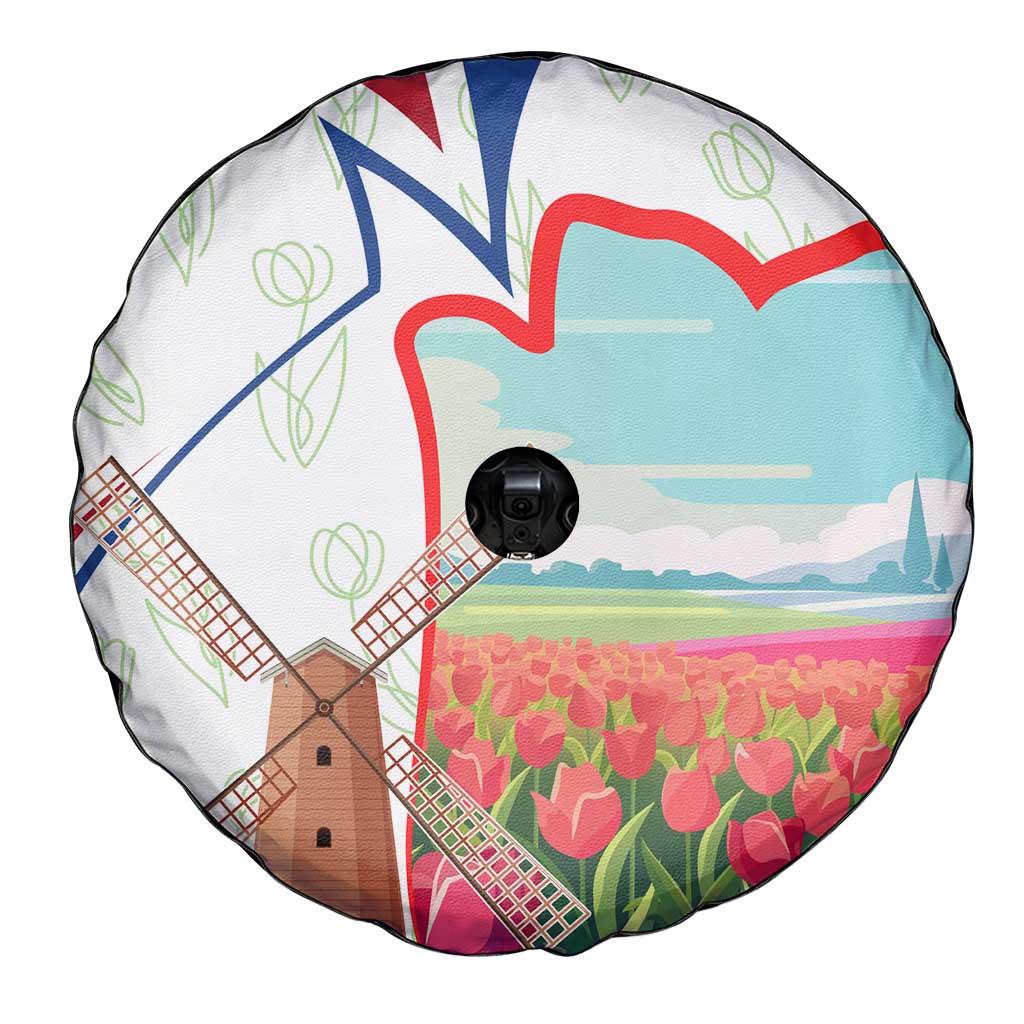 Netherlands Heritage Spare Tire Cover with Tulips Windmill and Coat of Arms