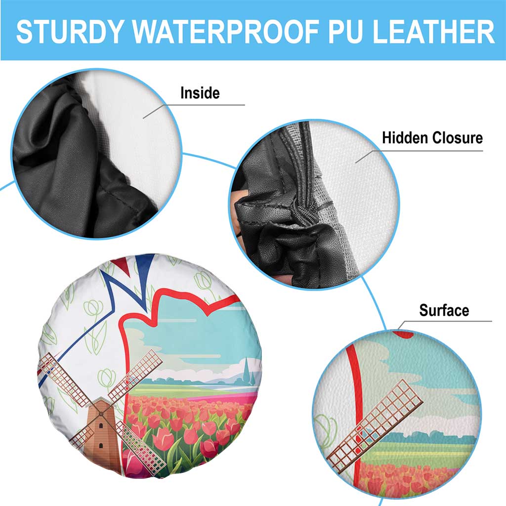 Netherlands Heritage Spare Tire Cover with Tulips Windmill and Coat of Arms