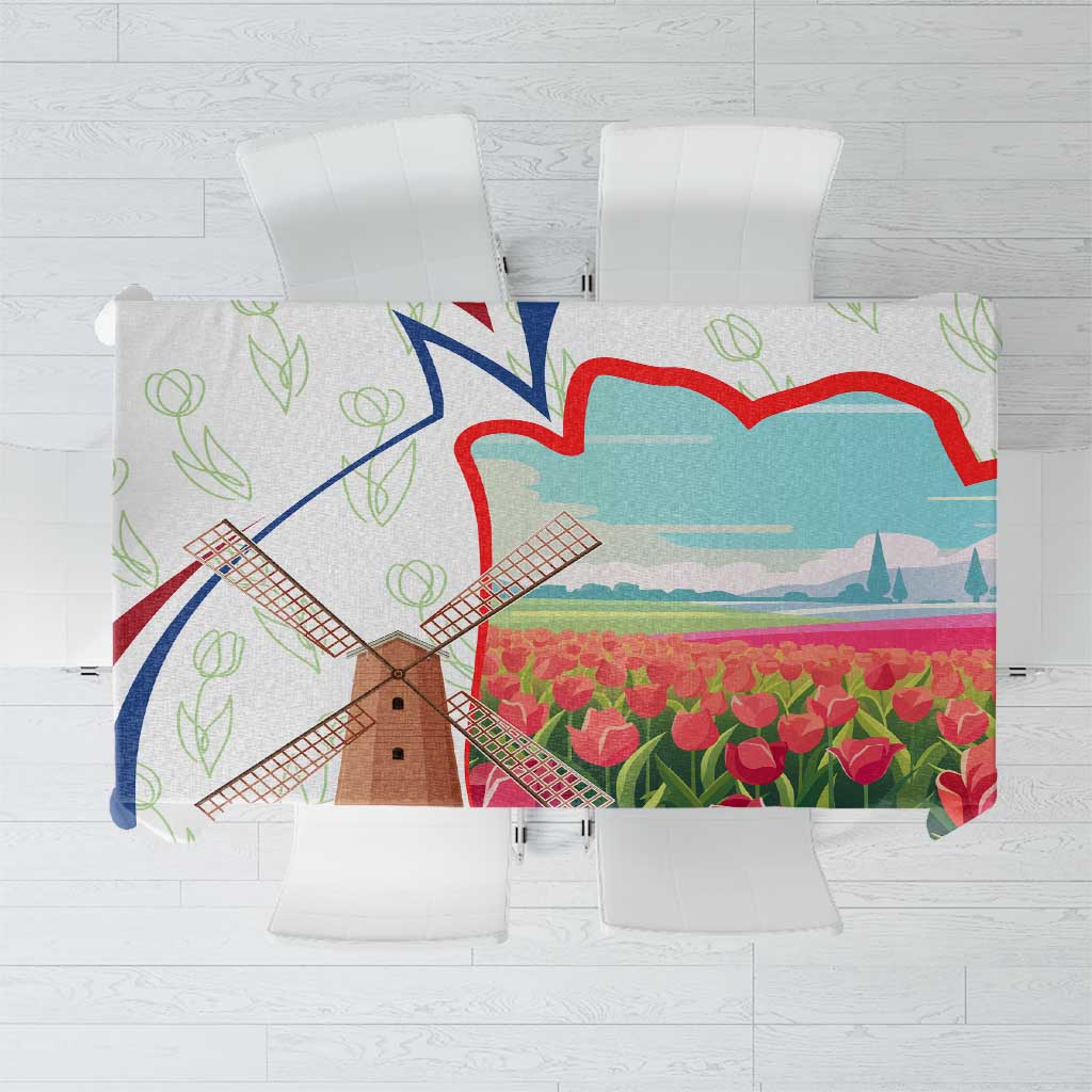 Netherlands Heritage Tablecloth with Tulips Windmill and Coat of Arms