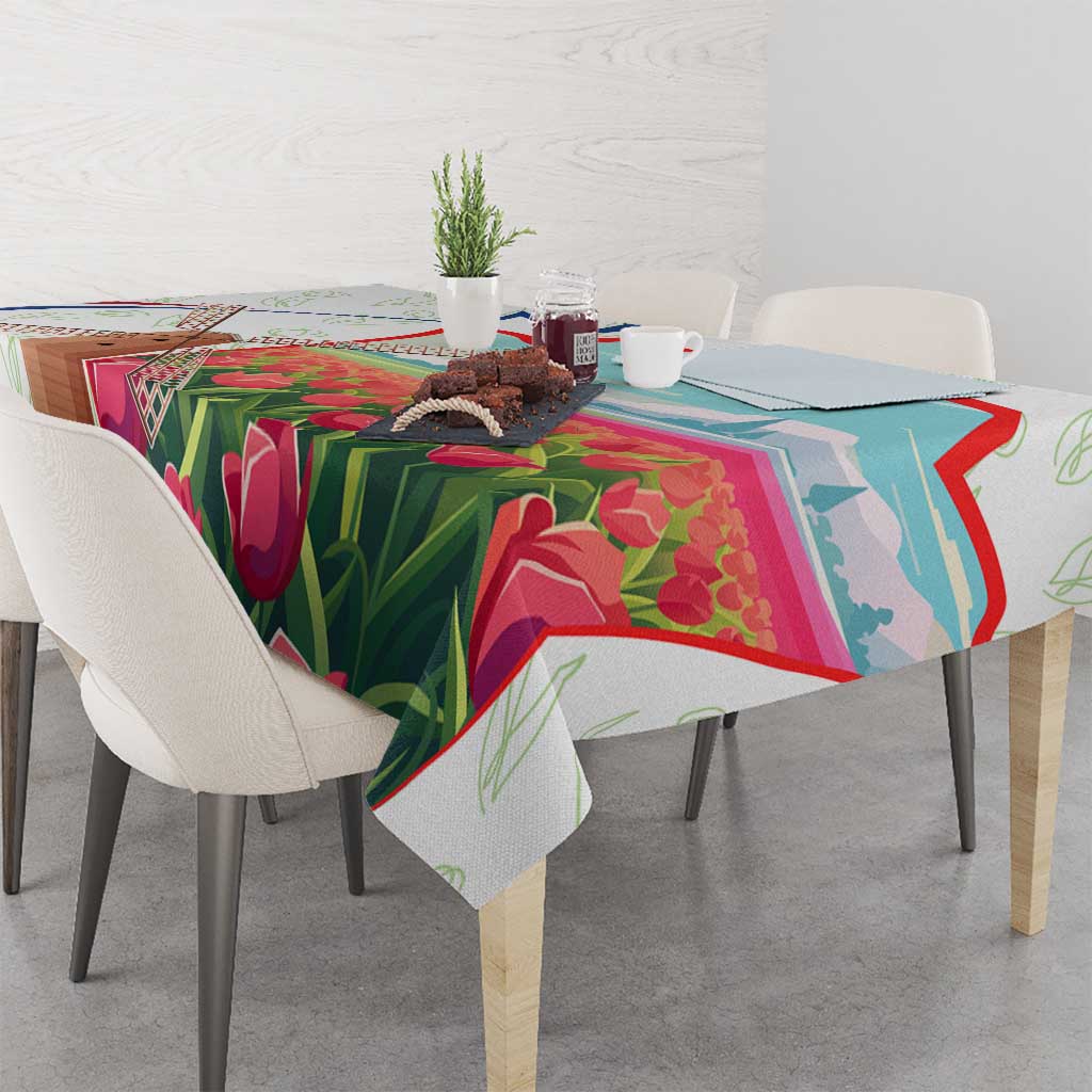 Netherlands Heritage Tablecloth with Tulips Windmill and Coat of Arms