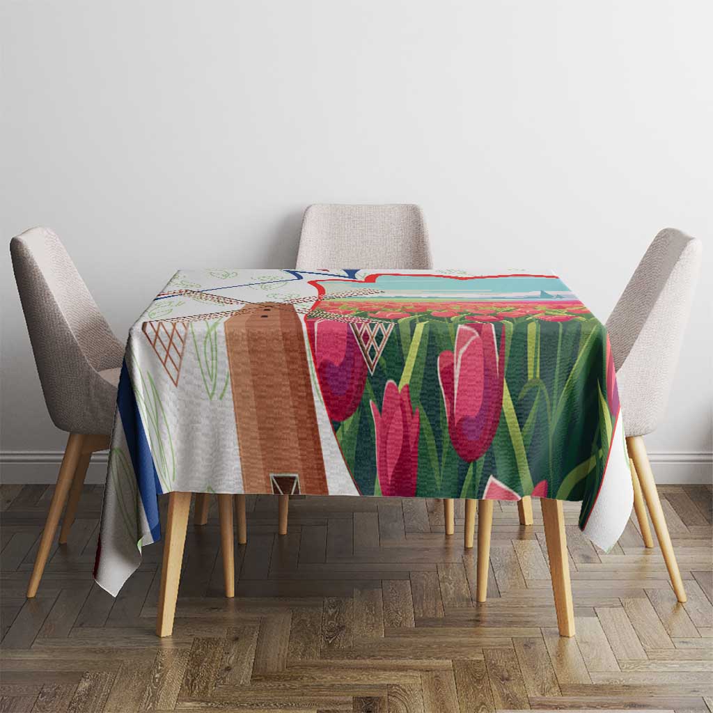 Netherlands Heritage Tablecloth with Tulips Windmill and Coat of Arms