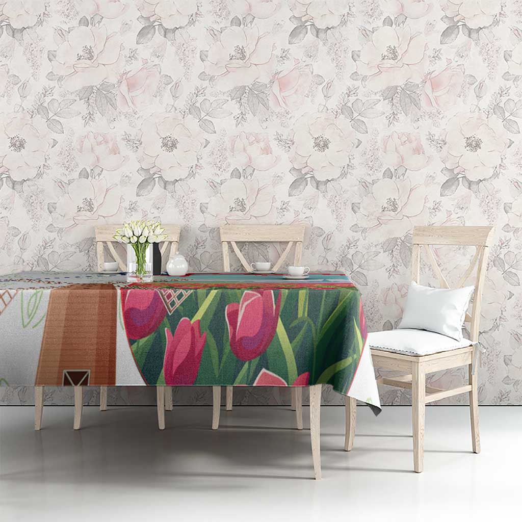Netherlands Heritage Tablecloth with Tulips Windmill and Coat of Arms