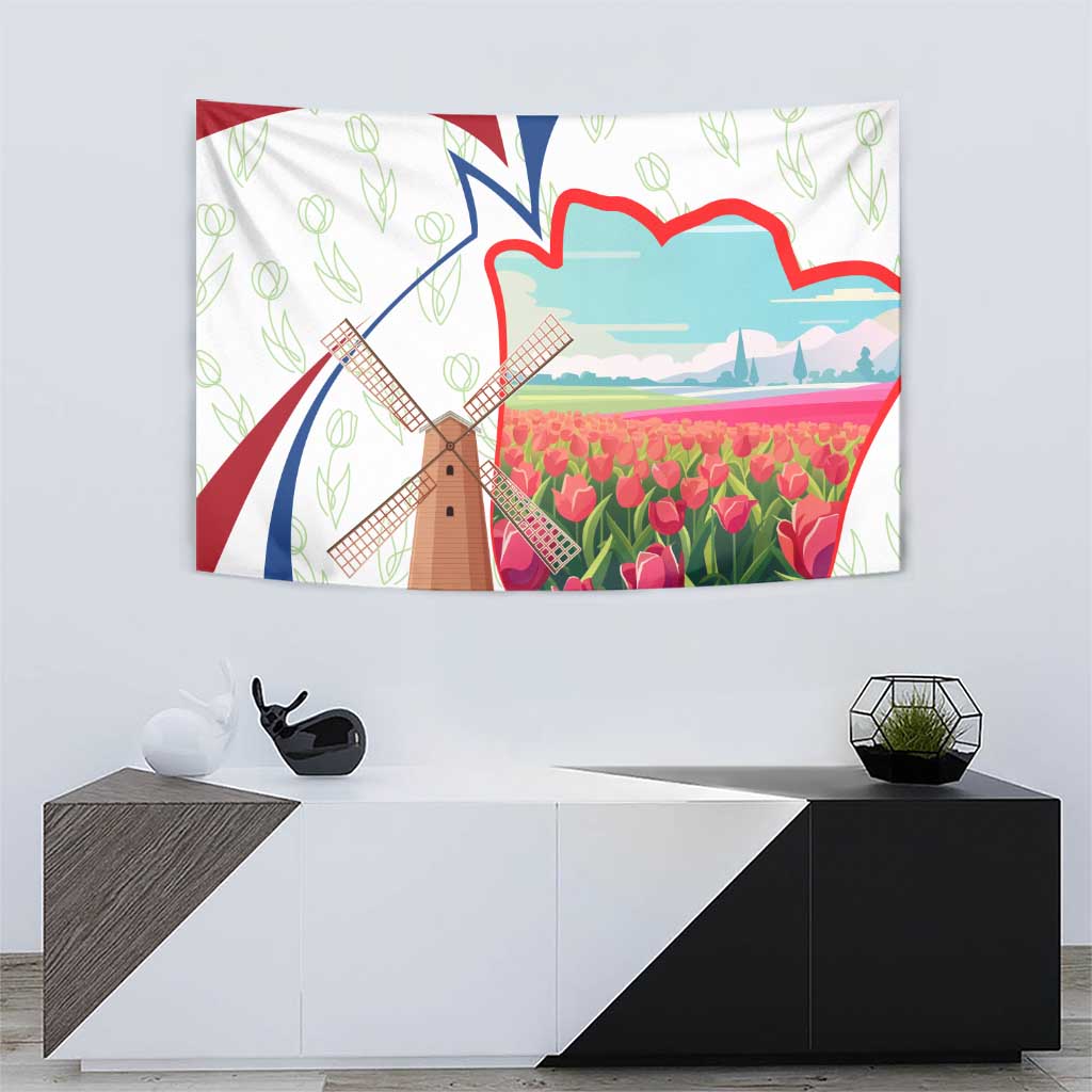 Netherlands Heritage Tapestry with Tulips Windmill and Coat of Arms