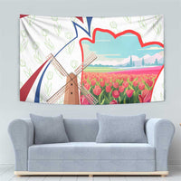 Netherlands Heritage Tapestry with Tulips Windmill and Coat of Arms
