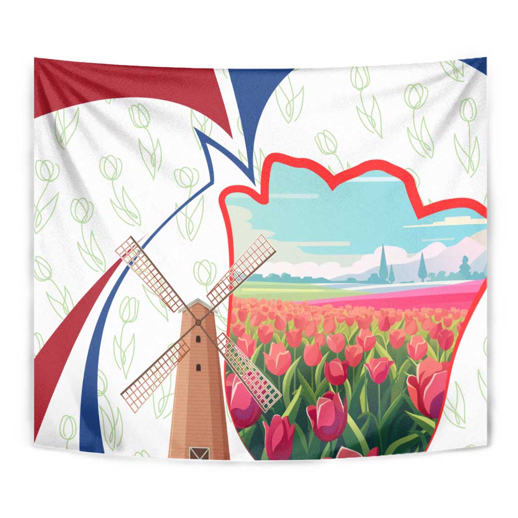 Netherlands Heritage Tapestry with Tulips Windmill and Coat of Arms