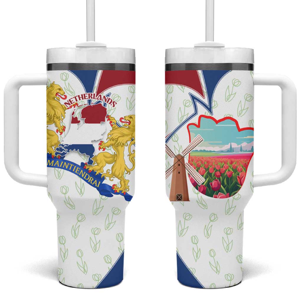 Netherlands Heritage Tumbler With Handle with Tulips Windmill and Coat of Arms