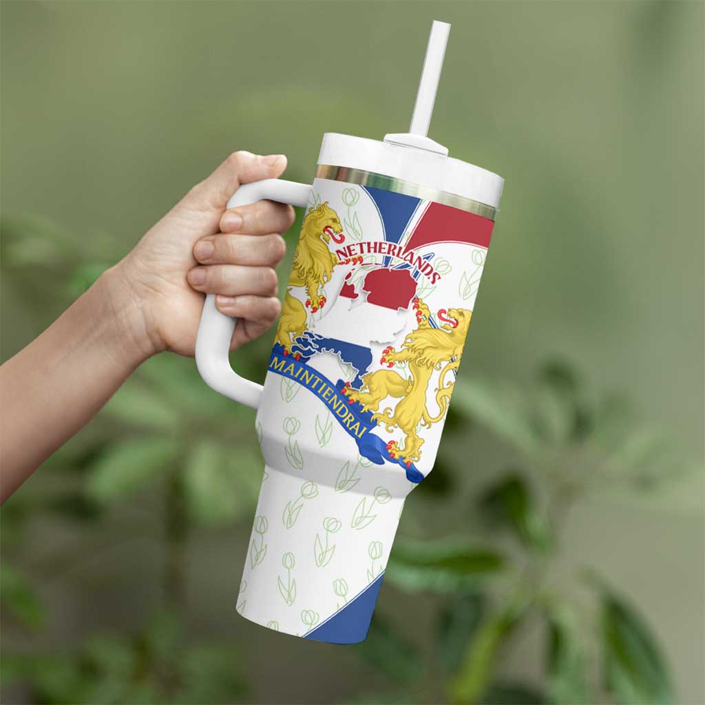 Netherlands Heritage Tumbler With Handle with Tulips Windmill and Coat of Arms