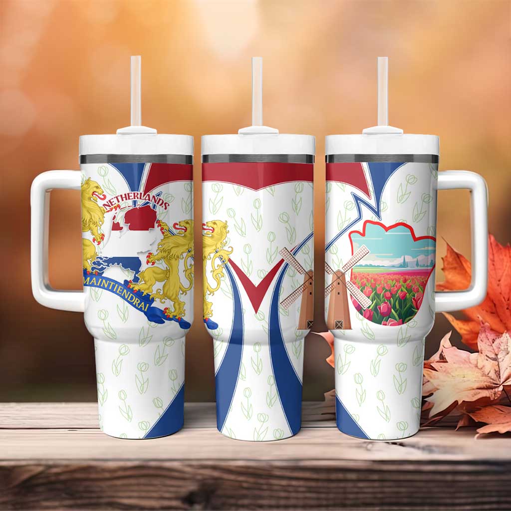 Netherlands Heritage Tumbler With Handle with Tulips Windmill and Coat of Arms