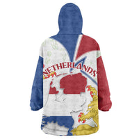 Netherlands Heritage Wearable Blanket Hoodie with Tulips Windmill and Coat of Arms