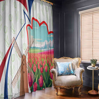 Netherlands Heritage Window Curtain with Tulips Windmill and Coat of Arms