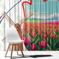 Netherlands Heritage Window Curtain with Tulips Windmill and Coat of Arms