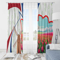 Netherlands Heritage Window Curtain with Tulips Windmill and Coat of Arms