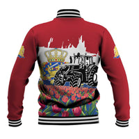 Netherlands Farm Landscape Baseball Jacket with Tractor and Tulips