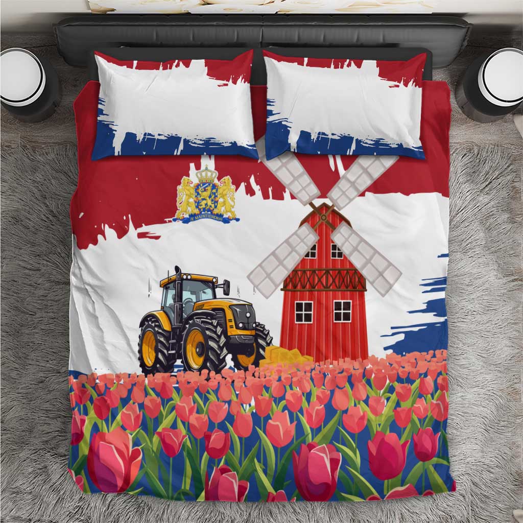 Netherlands Farm Landscape Bedding Set with Tractor and Tulips