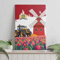 Netherlands Farm Landscape Canvas Wall Art with Tractor and Tulips