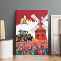 Netherlands Farm Landscape Canvas Wall Art with Tractor and Tulips